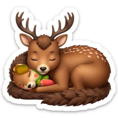 Cute deer sleeping sticker