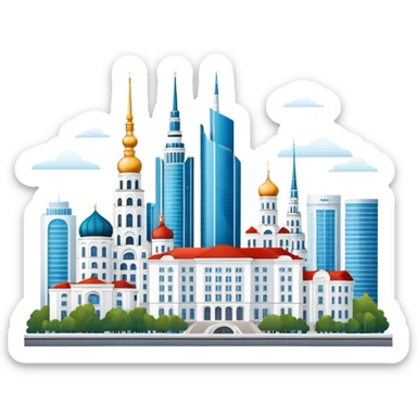 Minsk city skyline with iconic buildings and architecture sticker