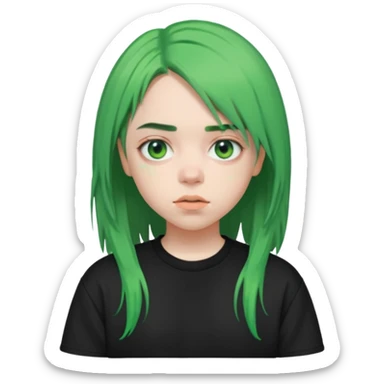 Billie Eilish green hair sticker