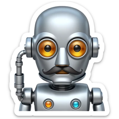 Robot with a handlebar moustache  sticker