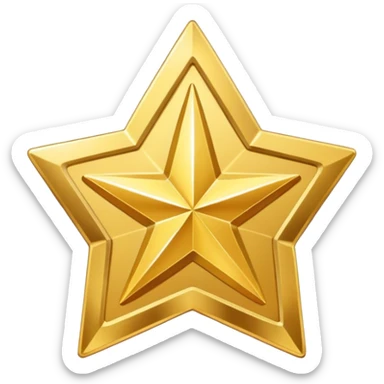 golden medal in star shape, golden, Silver center sticker