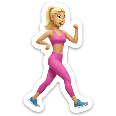 blonde woman working out in pink sticker
