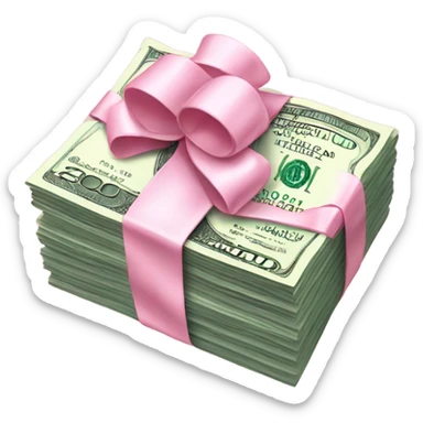stack of money with baby pink bow sticker
