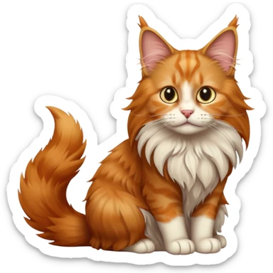 A ginger Maine Coon cat with a fluffy tail and tufted ears, sitting and looking curious sticker