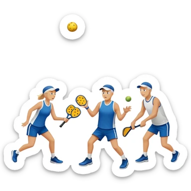 4 people playing pickleball  sticker