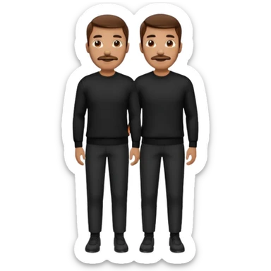 man with mustache, brown hair, 33years old, shirt, high temple Black pullover with a white shirt underneath and black fabric trousers 👕🖤👖 sticker