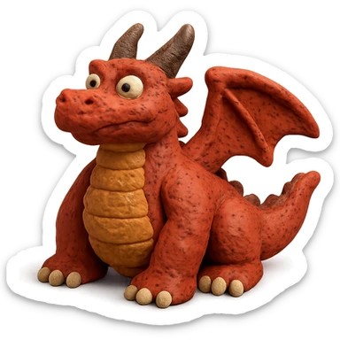 claymation style chunky and textured dragon sticker