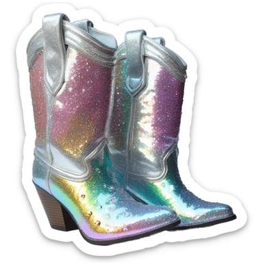Iridescent Diamond bedazzled glitter cowboy boots Betsy Johnson sticker