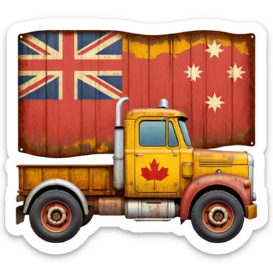 Old Mack truck with Australian flag decal sticker