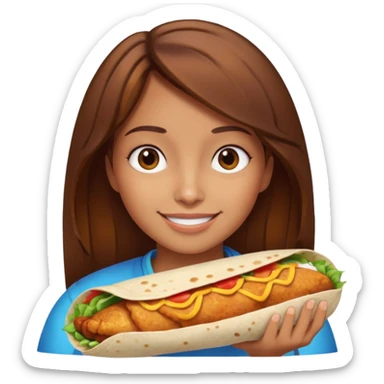 Girl with brown hair "resting chicken burrito face" sticker