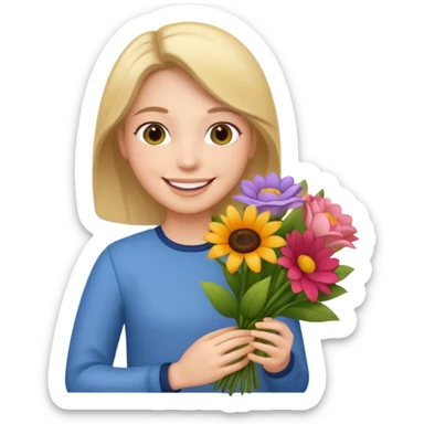 flower-holding person bouqet sticker