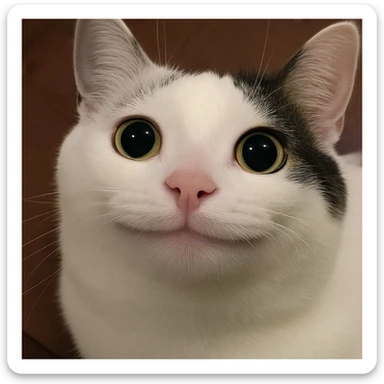 Enhance and improve the image quality of this cat photo, making it clearer and sharper while preserving the original expression and details. Maintain the natural look and details of the cat's face. sticker