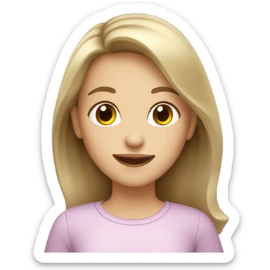 Dark Blond hair girl with brown eyes and happy sticker