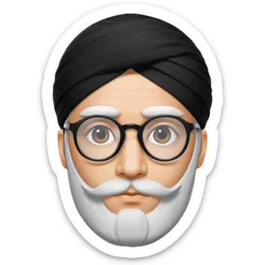 A kashmiri  criminal daku whose white face is somewhat triangular and  wears specs sticker