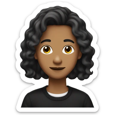 tan teenager with black wavy hair no mystache and black sweater sticker