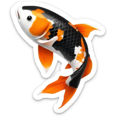 Black + Orange + White realistic koi fish  sticker