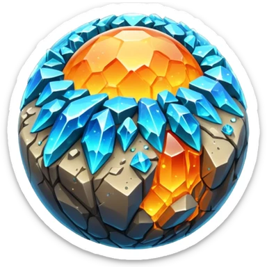 planet, surface covered in glowing crystals rock  sticker