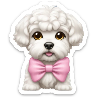 Schichon puppy pink bow sticker