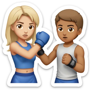 Girl beats up boy white couple sticker
