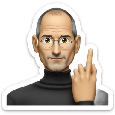 steve jobs turtleneck finger holding chin sticker