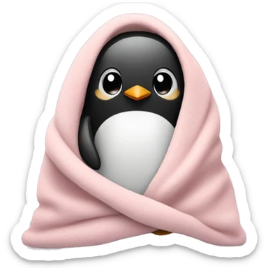 Cozy penguin in light pink blanket  sticker