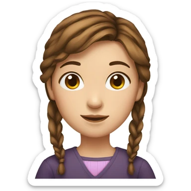 girl with brown hair and tied hair sticker