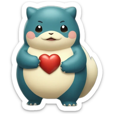 snorlax holding a heart sticker