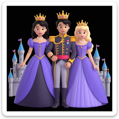 prince and princess disny dress close up photo in castle sticker