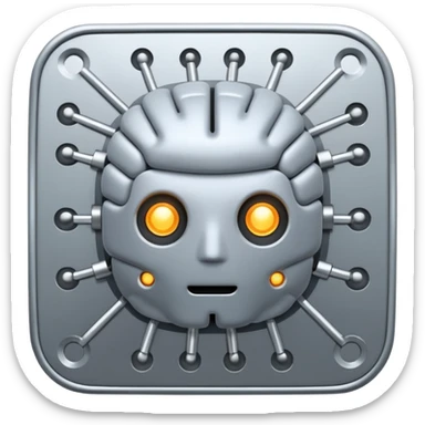 AI brain with electrodes in a 2D square sticker