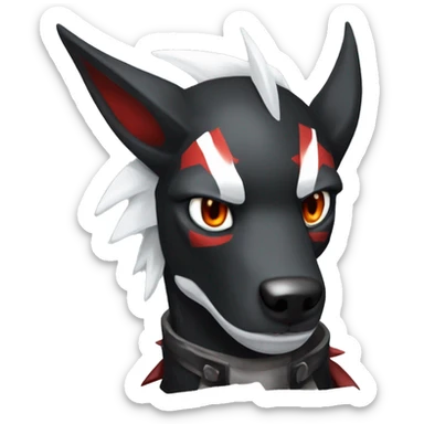 Black Cool Edgy Sergal-Houndoom-Fakémon  with White and Red Edgy markings sticker