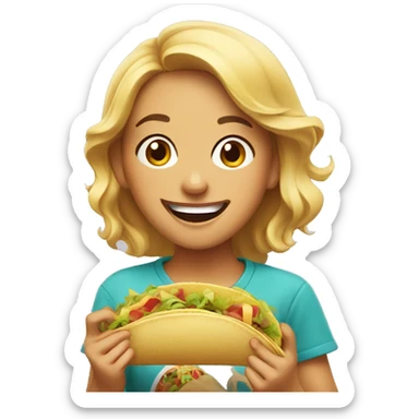 Happy girl eating taco sticker