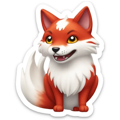 red and white kitsune head, amazed sticker