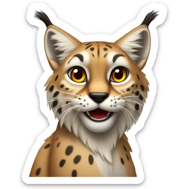 Lynx that is overly surprised with a big red exclamation mark sticker