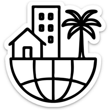 Ícono de real estate que refleje experiencia internacional con enfoque local en Miami sticker