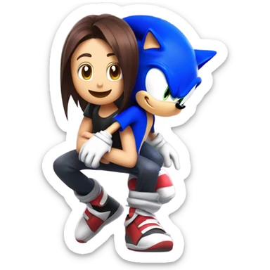 sonic the hedgehog giving kairi from kingdom hearts a piggy back ride sticker