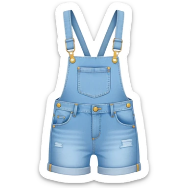 isolated vector skinny denim overall shorts, no distressing, women’s  sticker