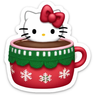 Hello kitty with hot chocolate and Christmas sweater  sticker