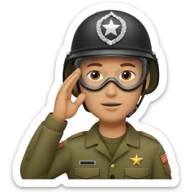 Soldier saluting with helmet + face mask sticker