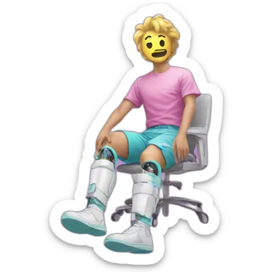 Vaporwave person with prosthetic leg  sticker