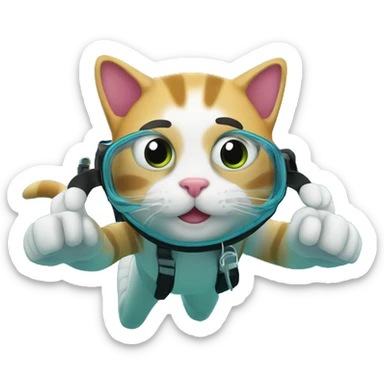 cat snorkeling sticker