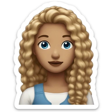 Girl White brun hair and blues eyes sticker