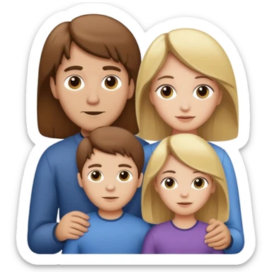 Mom brunette, dad brunette, son brunette and daughter blonde sticker