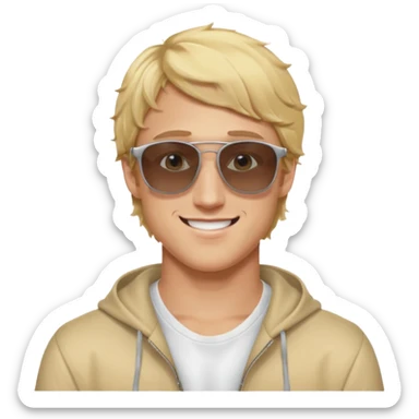 Logan Paul emoji, wearing sunglasses, confident smile, blonde hair sticker