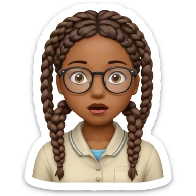 black girl with braids and glasses choking herself  sticker