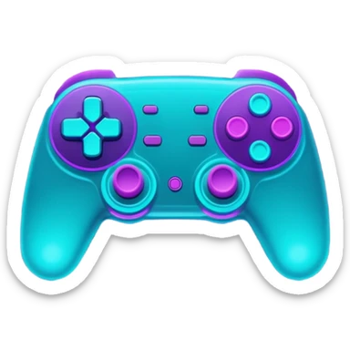 futuristic minimalistic glowing gamepad icon, purple and cyan neon light, dark tech background, 1:1 aspect ratio, no face sticker