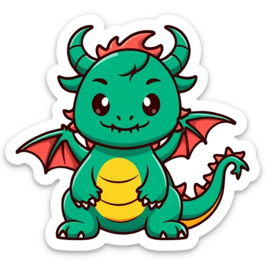 majestic dragon with horns and fierce expression sticker