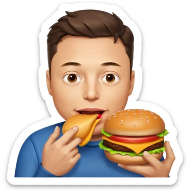 Elon Musk eat hamburger  sticker