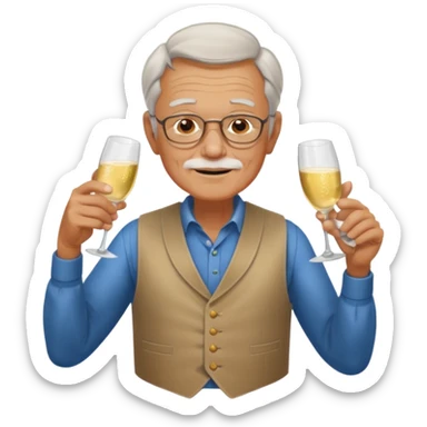 Old man in vest, drinking champagne sticker