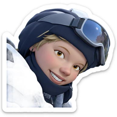 smiling girl outdoors with goggles sticker