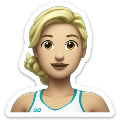 Underwater rugby woman player holding a ball, with fins and snorkem equipement sticker